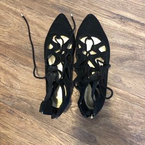 5/$25 Black Suede Laced Flats